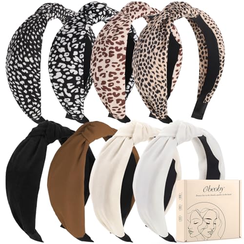 obeoby 8Pcs Fashion Leopard Headbands for Women, Knotted Headbands for Hold Hair Y2k Hair Accessories Set - color: Leopard series
