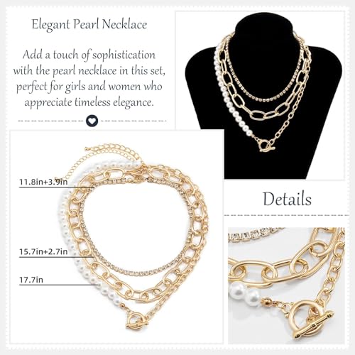 Gold Stack Necklace Chunky Necklaces for Women Trendy Coin Pendant Long Necklaces Western Jewelry for Women Cowgirl Cowboy Chic Country Outfit Boho Accessories Birthday Jewelry Gifts - color: C Gold Pearl Choker Necklaces Set