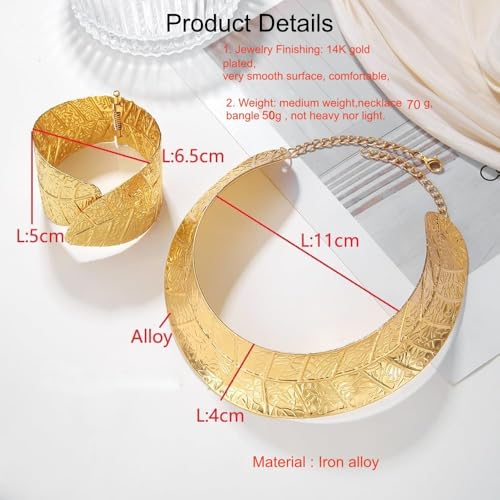 Gold Necklaces for Women Chunky Gold Silver Choker Necklace Statement Egyptian Jewelry for Women Men Gold Costume Jewelry Sets Accessories Gift - color: chunky gold leaf choke
