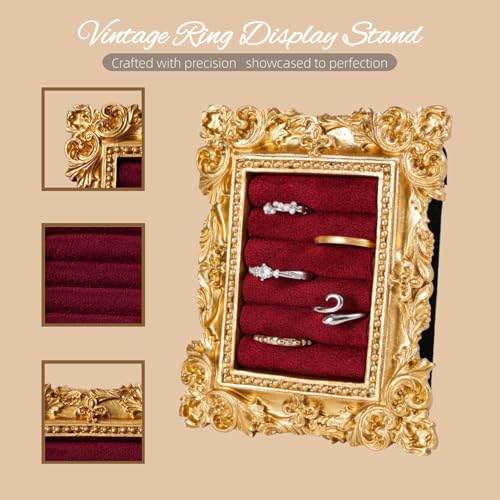 Vintage Ring Display Stand: Gold Jewelry Display Stand, Earring Holder for Jewelry Organizer Birthday Engagement Wedding Decoration