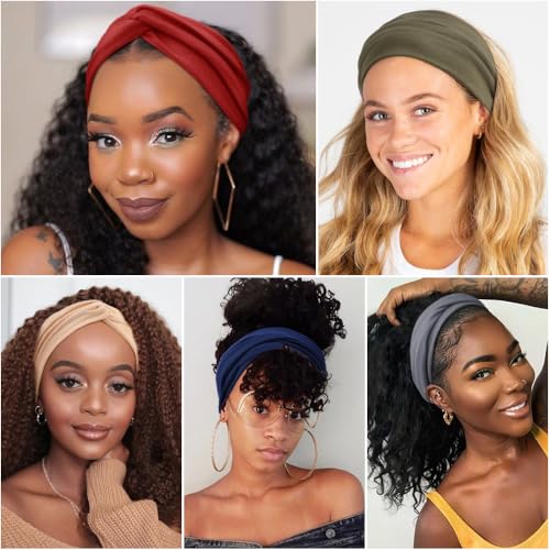 DRESHOW 8 Pack Headbands for Women Yoga Knotted Headbands Elastic Criss Cross Hair Accessories Sports Head Wrap Non Slip - color: 8 Pcs Cross Knotted A