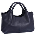 Iswee Genuine Leather Shoulder Bags Purses and Handbags for Women Satchel Designer Cross Body Hobo Medium Size Tote - color: Navy Blue