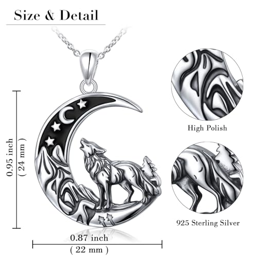 925 Sterling Silver Animal Necklaces Lion/Cat/Phoenix/Bunny/Koalas Necklace Adjustable Chain Animal Lover Pendant Jewelry for Women Men - style: Wolf