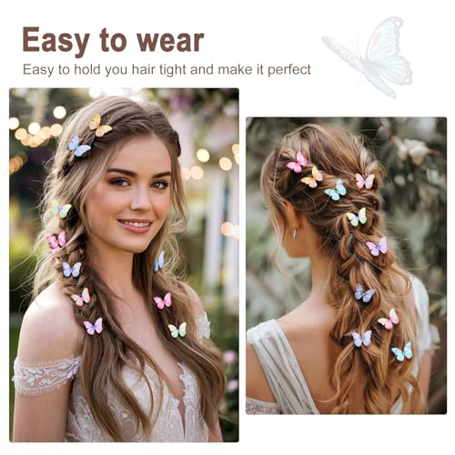 20Pcs Butterfly Hair Clips for Women Moving Glitter Butterfly Clip Fairy Accessories Light - color: Light