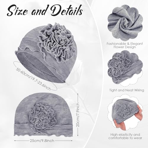 Geyoga Cotton Chemo Headwear Turban for Women Soft Elastic Cancer Hat Cancer Sleep Caps Head Wraps for Women with Hair Loss - color: Grey