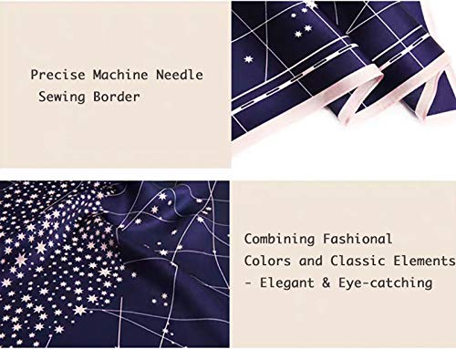 ANDANTINO 100% Mulberry Silk Scarf -21” Square Neckerchief with Gift Packed - color: Navy&pink Star