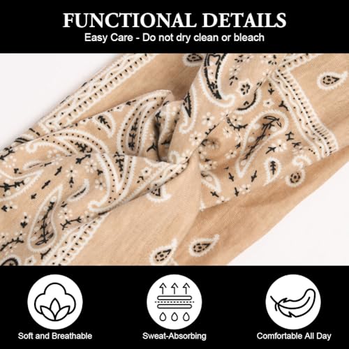 4 Pack Headbands for Women's Hair, Printed Crisscross Headbands, Soft Fabric, Boho Style Hairs Accessories for Women, Elastic Hair Bands for Sports, Yoga, Skincare, Outdoor Occasions - color: #C - 4pc