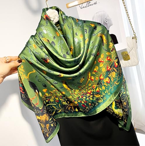 K-Elewon Large Square Scarf 43" Silk Scarf Fashion Scarves Silk Feeling Hair Wrapping Scarfs Night Sleeping Headscarf - color: Vb16