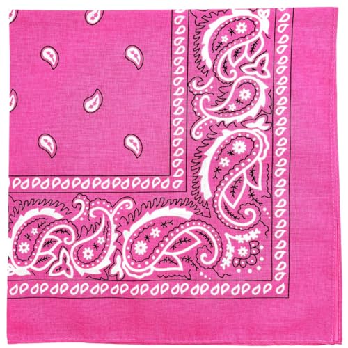 MDSTYLE 6 Pack 100% Cotton Bandanas 22” x 22" for Men & Women Paisley Handkerchief Headband Scarf Bandana - color: Hot Pink X2, Pink X2, Lavender X2