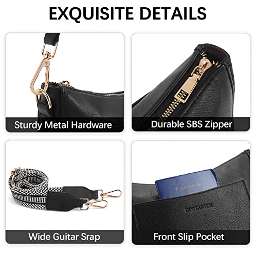 BOSTANTEN Crossbody Bags for Women Trendy Vegan Leather Guitar Strap Purse for Spring Travel - color: A02-black