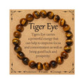 Gnamy Healing Crystal Bracelet for Women, Natural Stone Beaded Healing Crystal Bracelet Triple Protection Stress Relief Beads Jewelry Birthday Gifts Jewelry for Her - style: Tiger Eye