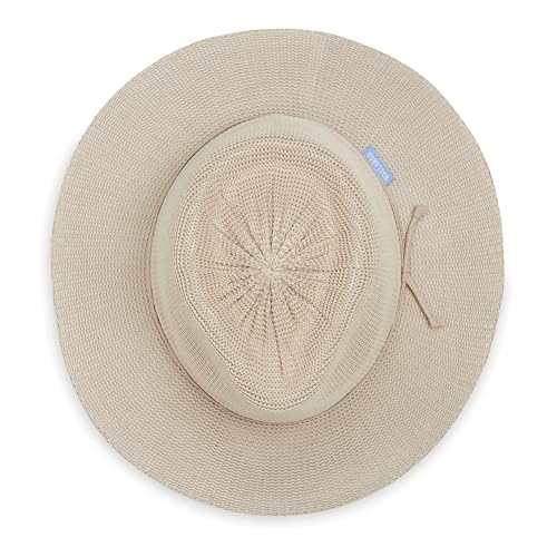Wallaroo Hat Company Women's Victoria Fedora – UPF 50+ UV Protection, Wide Brim, Packable & Adjustable Sun Hat - color: Stone, size: Medium