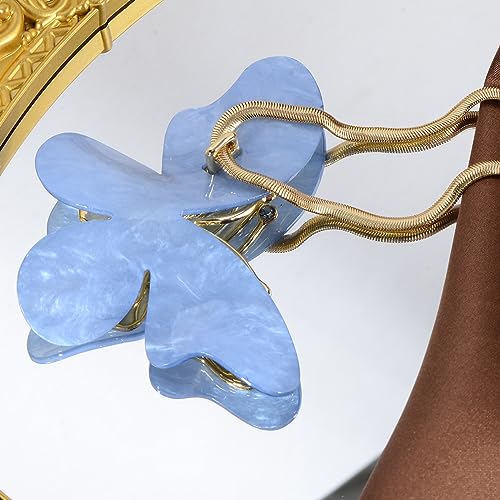 Vintage Chunky Statement Jewelry Set Retro Leaf Floral Geometric Bohemian Boho Bib Necklace Earring Set Fashion Costume Jewelry for Women Girls Wedding Party Prom Unique Gift - style: Butterfly - Light Blue