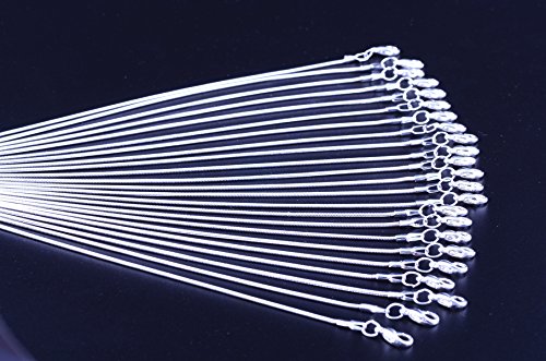 Snake Chain Necklace White Brightening 24pcs 925 Silver Plated 1.2mm DIY Shining Link with Lobster Clasps for Jewelry Making (16 inch, Shining White Brightening) - size: 16 inch