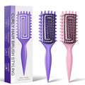 2-Pack Curly Hair Brush, Curl Defining Brush with Soft Boar Bristles Detangling Tangled Glides, Wide-Teeth Design Effortlessly Shaping & Defining Curls, Curling Definer for Wet & Dry Hair(Pink Purple) - color: Pink Purple