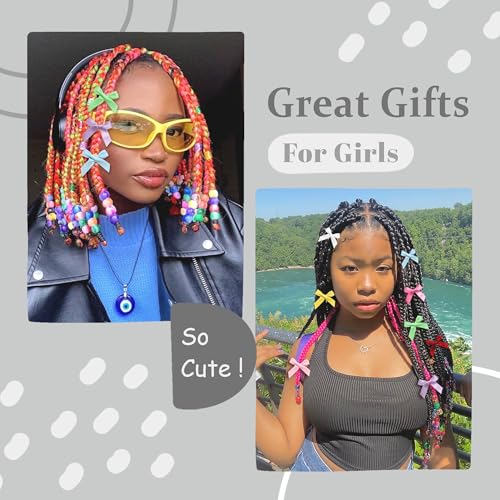 Hair Beads Multicolor Small Hair Bows Girls Hair Beads for Braids Cute Hair Accessories Dreadlock Decorations - color: Multicolor
