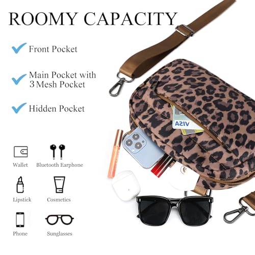 MAXTOP Small Crossbody Bags for Women Belt Bag Fanny Pack with Adjustable Strap - color: Leopard Brown, style: Small Crossbody Bag