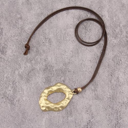 Boho Necklaces for Women Chunky Circle Necklace Layered Boho Circle Leather Choker Necklace Long Vintage Necklaces Bohemian Jewlery Gifts - style: Bohemian Necklace