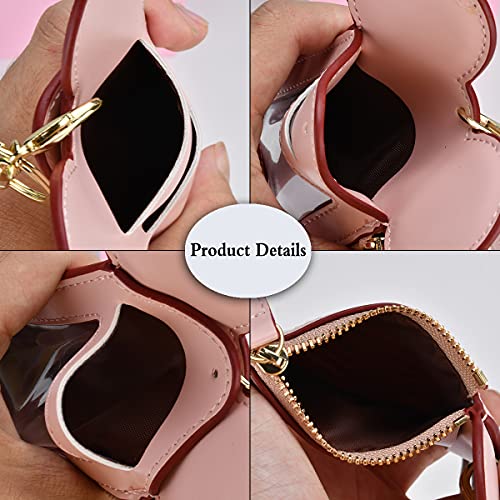 BUUFAN Chic Cute Travel PU Leather Student ID Card Holder Lanyard Neck Pouch Bag With Coin Wallet Purse for Students Women Kids Teens Girls (Pink) - color: Pink