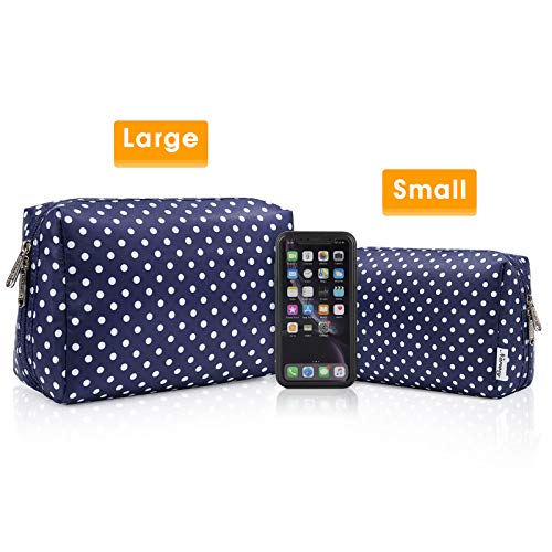 Narwey Cute Makeup Bag Travel Cosmetic Bag Organizer Toiletry Bag Make Up Bags with Compartments for Women Girls (Large, Polka Dot) - color: Polka Dot, style: Large