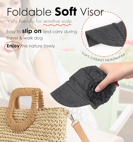 Hachapy Soft Newsboy Cap for Women Slip on Headwear Summer - color: Dark Heather Grey