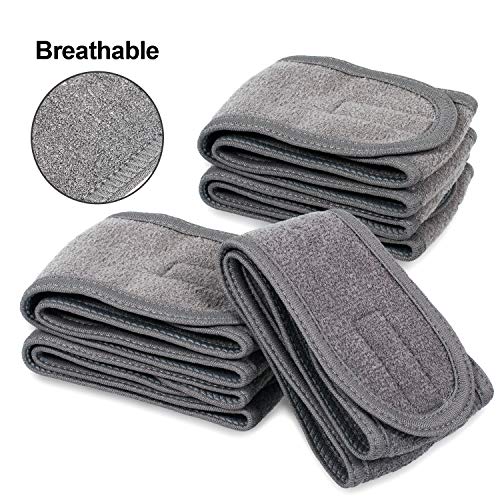 Whaline Spa Facial Headband Head Wrap Terry Cloth Headband 4 Counts Stretch Towel for Bath, Makeup and Sport (Gray) - color: Gray