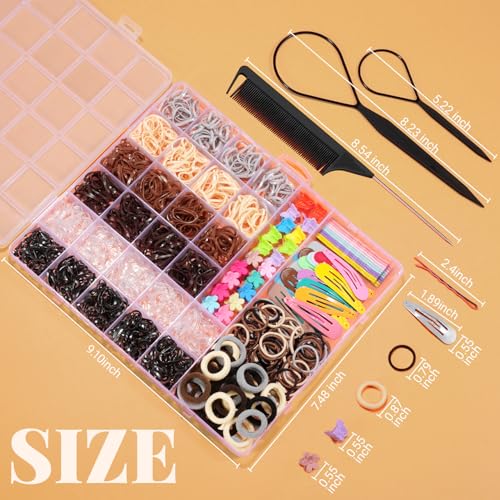 TsMADDTs Hair Accessories, Elastic Hair Ties for Baby Toddlers Kids Girls, 6 Colors Small Rubber Bands Set with Ties and Clips, Styling Tools - color: 6 Natural Colors