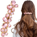 Joez Wonderful Rhinestone Hair Clips, Bridal Hair Accessories for Women, Sparkly Crystal Hair Pins, Fancy Hair Barrettes for Wedding, Bride, Long Hair (Pink Butterfly, 1 Pcs) - color: Butterfly Pink