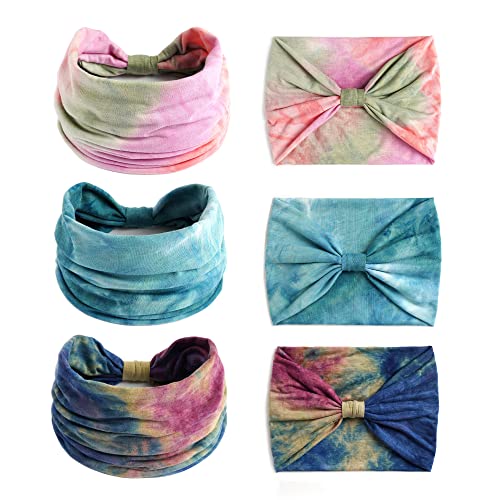 Headbands Fashion Hair Bands Soft Head Bands Elastic Headband Non Slip Wrap Headbands Breathable SweatBand Tie Dye Hairband Accessories for Women Daily 3 Pack - color: Style 18