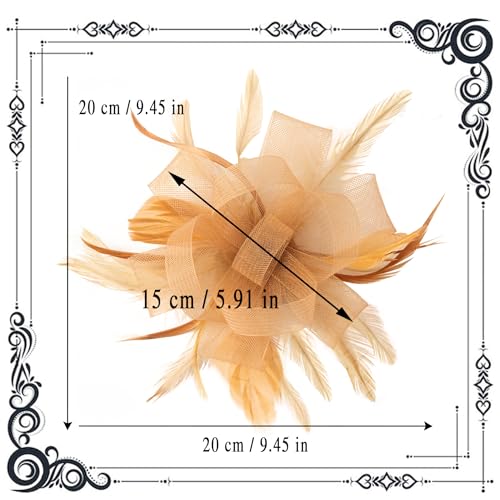 dressfan Womens Fascinator Hat Headpiece 20s Vintage Wedding Hair Accessories for Derby/Wedding/Cocktail/Tea Party - color: Gold