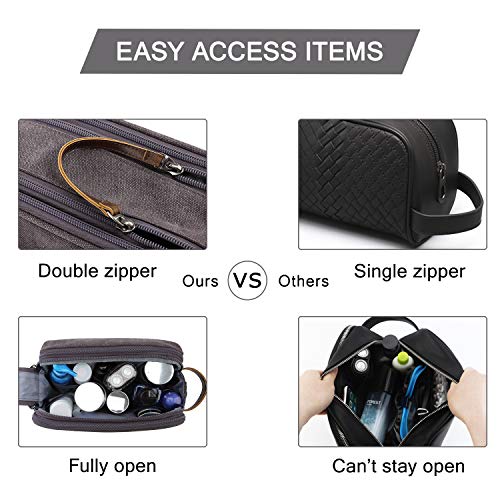 BAGSMART Toiletry Bag for Men, Canvas Travel Toiletry Organizer Dopp Kit Water-resistant Shaving Bag for Toiletries Accessories,Grey-Medium - color: Grey, size: Medium