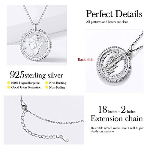 ChicSilver Coin Necklace Sterling Silver Vintage Round Circle Disc Dainty Coin Pendant Necklaces for Women - color: Style A - Silver