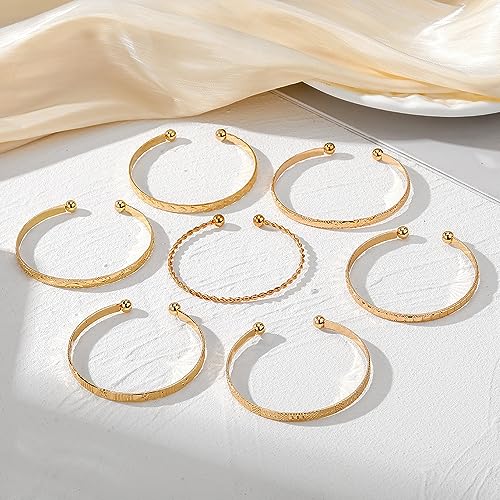 Boho Engraved Cuff Bangle Bracelets for Women Multi Layer Stackable Textured Bracelet Adjustable Bangles Fashion Bohemian Indian Jewelry Set
