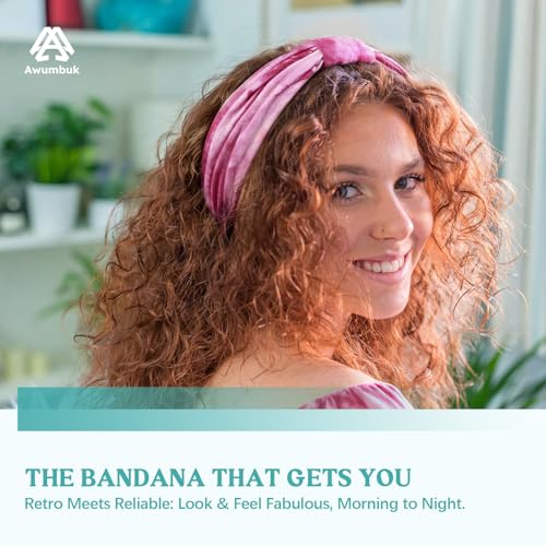 Awumbuk Wide Headbands for Women Knotted No Slip Head Bands Soft Turban Headband Hair Accessories Boho African Solid Color Head Wraps for Women Yoga Workout (Light Purple) - color: Light Purple