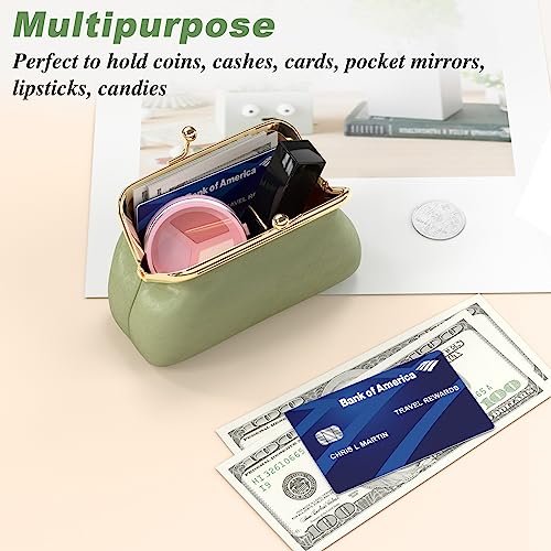 Coin Purse, Small PU Leather Change Purse, Coin Wallet with Clasp, Car Change Holder Pouch for Woman Men Kids Girls, Green - color: Green