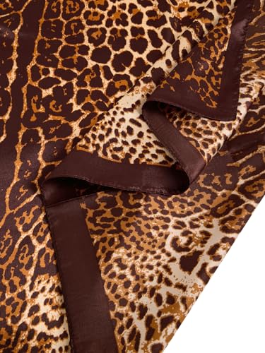 RoseSeek Women's Cheetah Print Silk Head Scarf Leopard Satin Rave Hair Scarf Headband Square Scarves - color: Orange Cheetah