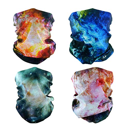 4 Headband Bandana Balaclava Half Face Mask Shield Head Hair Scarf Neck Gaiter Hat Multipurpose For WoMen Men Breathable Reusable Washable Universe Nebula Blure Orange - color: 4x Nebula Seamless Half Face Mask #1