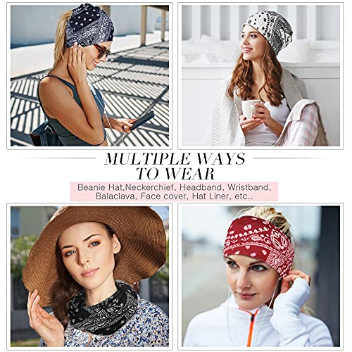 SATINIOR 5 Pieces Women's Slouchy Beanie Chemo Hat Stretch Cancer Head Wraps Sleep Head Scarf for Cancer Patient - color: Multicolor, style: Flowers Style