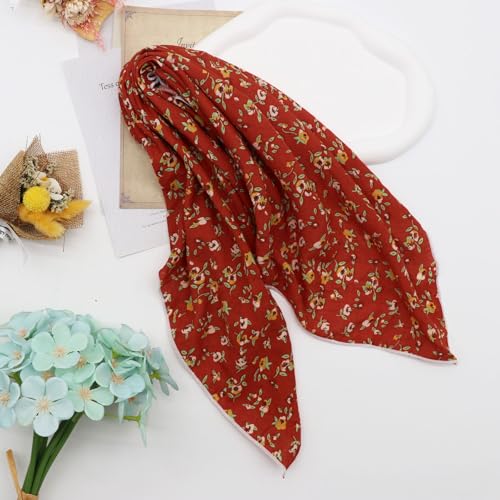 Bandanas for Women Men 21"x21" Floral Headband Scarf Versatile Hair Bandana Square Head Scarf - color: Burnt Orange