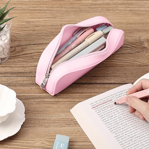 Mr. Pen- Silicone Pencil Case, Light Pink Pencil Pouch, Pencil Case Small | Multifunctional Pouch for Stationery, Cosmetics and Electrical Goods Storage - color: Light Pink