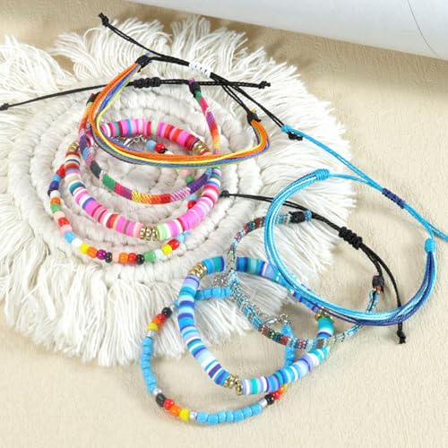 Beach Bracelet Set for Men and Women, Surfer Men Bracelet, Braided Boho Summer Bracelets Adjustable Men's Bracelet Handmade Women Bracelet String Rope Ankle Bracelets Birthday Gift - style: 4pcs Boho Bracelets Ankles Pink