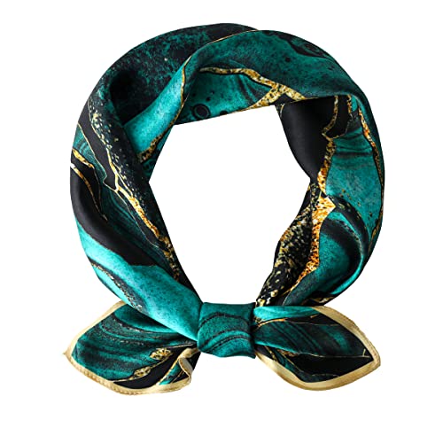 STARWHISPER 100% Pure Mulberry Silk Square Scarf-27''x27 Lightweight Hair Scarves Headscarf Night Sleeping with Gift Packed - color: Polar Lights