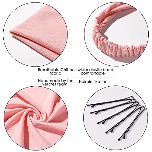 Vercret 6 Pack Hair Scarf Headband for Women Elastic Bandana Head Scarf Large Boho Triangle Kerchief with Clips Non Slip Scarves - color: F Pack Light Color