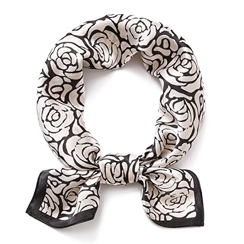 STARWHISPER 100% Pure Mulberry Silk Square Scarf-27''x27 Lightweight Hair Scarves Headscarf Night Sleeping with Gift Packed - color: Rose World