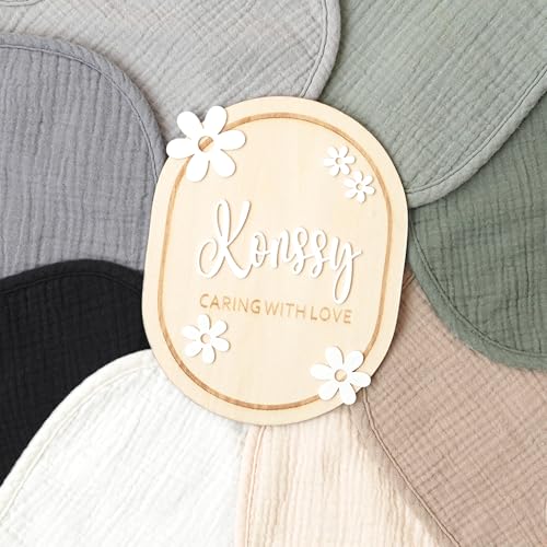 Konssy Muslin Baby Bibs 8 Pack Baby Bandana Drool Bibs Cotton for Unisex Boys and Girls, Soft Absorbent Set for Teething and Drooling - color: Black