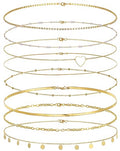 Tornito 8Pcs Waist Belly Chain CZ Heart Pearl Snake Bead Sequin Paperclip Belly Chain Summer Beach Sexy Body Chains Jewelry Accessories for Women Adjustable - style: A:8Pcs(Heart)