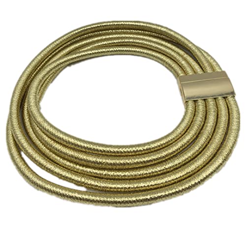 COLORFUL BLING Handwoven African Tribal Multilayer Chunky Statement Necklace Egypt Bib Collar Choker Costume Party Jewelry Accessories for Women - color: gold