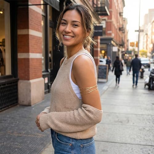 Long tiantian Arm Cuff Gold Bangles Cuff Bracelets Adjustable Upper Arm Jewelry for Women Beach Jewelry Trendy Stuff Gifts - color: A5:arm Cuff