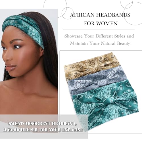 Boho Headbands for Women Wife Soft Hair Bands Twist Knotted Elastic Non-slip Hair Wrap Bandeau Yoga Running Workout Hair Sweat Accessories for Girls (Pack of 3) - color: Headbands 4