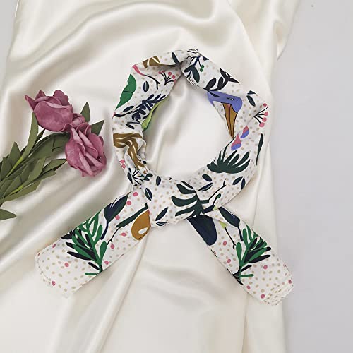 Julunar Silk Like Head Scarf for Women - Satin Large Hair Scarves - 35" Square Silk Hair Wrap for Sleeping with Gift Packed - color: B006-3 Bird White